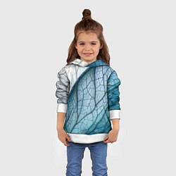 Толстовка-худи детская Листья с прожилками, цвет: 3D-белый — фото 2