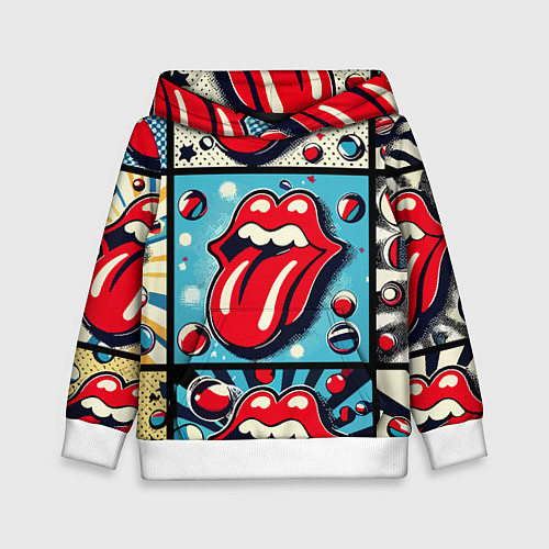 Детская толстовка Rolling Stones logo - pop art / 3D-Белый – фото 1