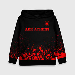 Толстовка-худи детская AEK Athens - red gradient посередине, цвет: 3D-черный
