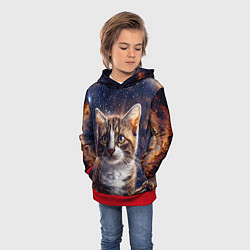 Толстовка-худи детская Сноу-шу в космосе, цвет: 3D-красный — фото 2