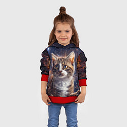 Толстовка-худи детская Сноу-шу в космосе, цвет: 3D-красный — фото 2