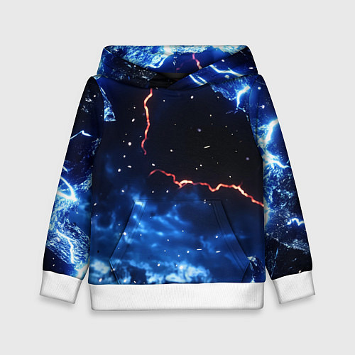 Детская толстовка Звезды и молнии в разломе плит / 3D-Белый – фото 1