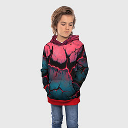 Толстовка-худи детская Объемные разломы текстура, цвет: 3D-красный — фото 2