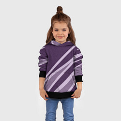 Толстовка-худи детская Фиолетовый абстрактный с полосой, цвет: 3D-черный — фото 2