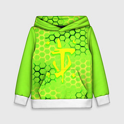 Толстовка-худи детская Doom кислотные соты лого, цвет: 3D-белый