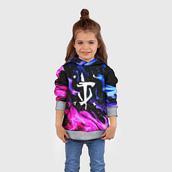 Толстовка-худи детская Doom flame neon, цвет: 3D-меланж — фото 2