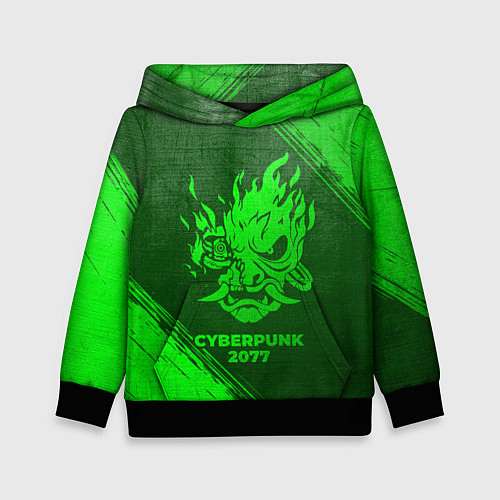 Детская толстовка Cyberpunk 2077 - green gradient / 3D-Черный – фото 1