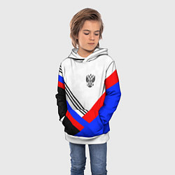 Толстовка-худи детская Герб России - минимализм, цвет: 3D-белый — фото 2