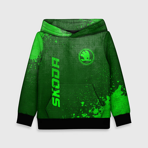 Детская толстовка Skoda - green gradient вертикально / 3D-Черный – фото 1