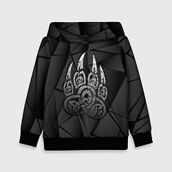 Толстовка-худи детская Велес лапа медведя, цвет: 3D-черный