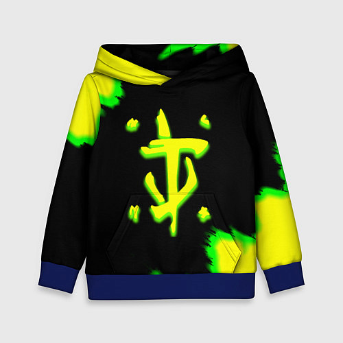 Детская толстовка Doom огненное лого краски / 3D-Синий – фото 1
