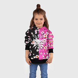 Толстовка-худи детская Ведьмак паттерн сакура, цвет: 3D-черный — фото 2