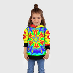 Толстовка-худи детская Неоновая психоделика узор, цвет: 3D-черный — фото 2