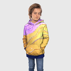 Толстовка-худи детская Фиолетово-золотая текстура с блестяшками, цвет: 3D-синий — фото 2