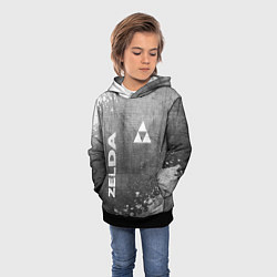 Толстовка-худи детская Zelda - grey gradient вертикально, цвет: 3D-черный — фото 2