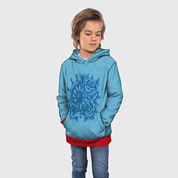 Толстовка-худи детская Штурвал и три розы, цвет: 3D-красный — фото 2