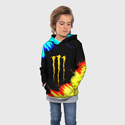 Толстовка-худи детская Monster energy огненные краски, цвет: 3D-меланж — фото 2