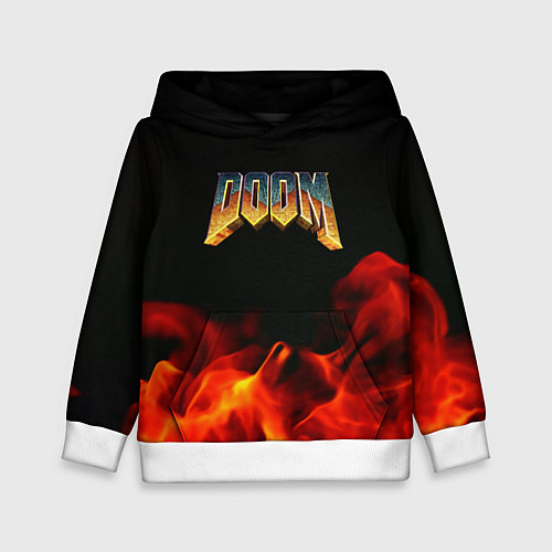 Детская толстовка Doom огненная текстура / 3D-Белый – фото 1
