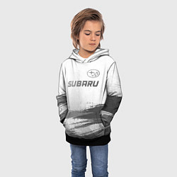 Толстовка-худи детская Subaru - white gradient посередине, цвет: 3D-черный — фото 2