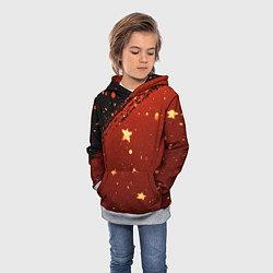 Толстовка-худи детская Золотые звездочки на коричневой текстуре, цвет: 3D-меланж — фото 2