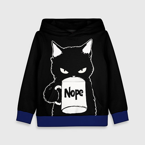 Детская толстовка Angry black cat nope / 3D-Синий – фото 1