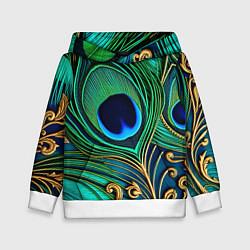 Детская толстовка Зеленые перья павлина
