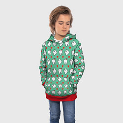 Толстовка-худи детская Довольные зубы, цвет: 3D-красный — фото 2