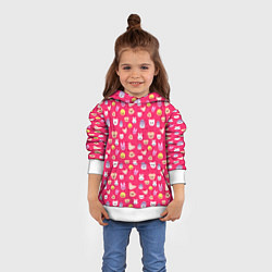 Толстовка-худи детская Skzoo pattern pink, цвет: 3D-белый — фото 2