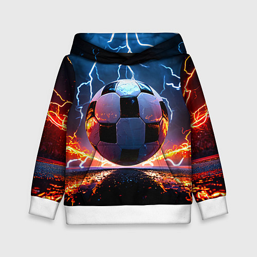 Детская толстовка Футбольный мяч в молниях / 3D-Белый – фото 1