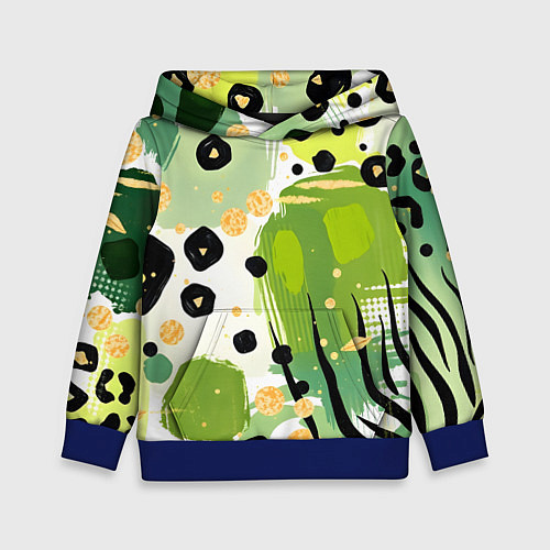 Детская толстовка Зеленый анималистичный паттерн / 3D-Синий – фото 1