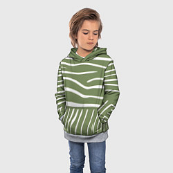 Толстовка-худи детская Полоски зеленой зебры, цвет: 3D-меланж — фото 2