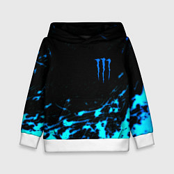 Толстовка-худи детская Monster energy голубые краски, цвет: 3D-белый