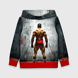 Толстовка-худи детская Рестлер на синем, цвет: 3D-красный