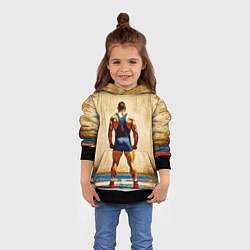 Толстовка-худи детская Греко-римский борец на бежевом, цвет: 3D-черный — фото 2