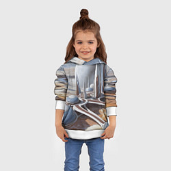 Толстовка-худи детская Город на другой планете, цвет: 3D-белый — фото 2