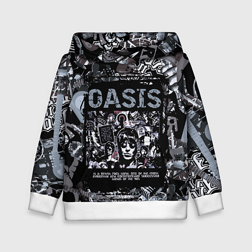 Детская толстовка Oasis на фоне гитар / 3D-Белый – фото 1