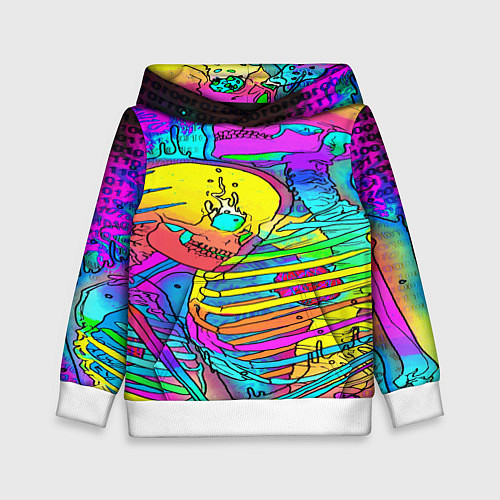 Детская толстовка Черепа неоновые краски / 3D-Белый – фото 1