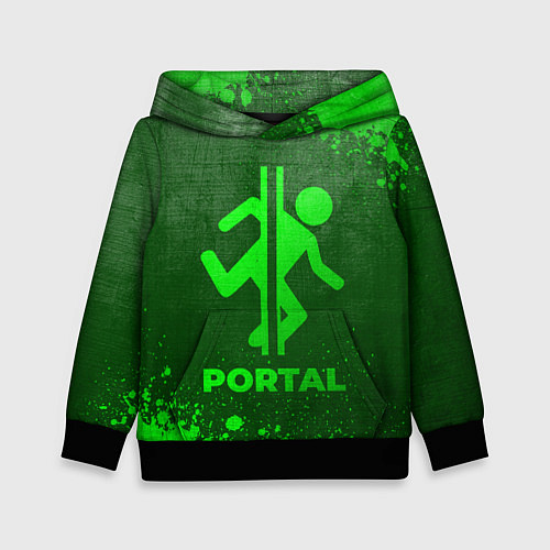 Детская толстовка Portal - green gradient / 3D-Черный – фото 1