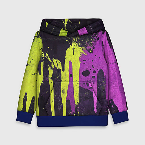 Детская толстовка Желтая и фиолетовая краска на черном / 3D-Синий – фото 1