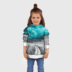 Толстовка-худи детская Монохромное поле и сине-зеленое небо - природный п, цвет: 3D-белый — фото 2