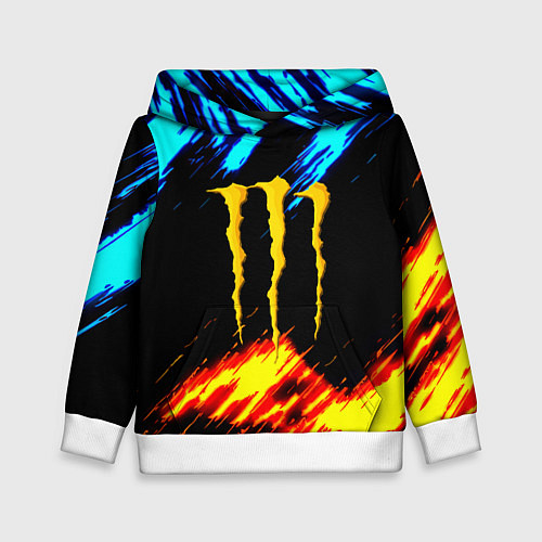 Детская толстовка Monster energy текстура огненная / 3D-Белый – фото 1