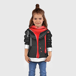 Толстовка-худи детская Красная и черная краска текстура, цвет: 3D-белый — фото 2