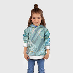 Толстовка-худи детская Холодный голубой абстракция, цвет: 3D-белый — фото 2