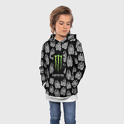 Толстовка-худи детская Monster energy медвежьи лапы, цвет: 3D-белый — фото 2