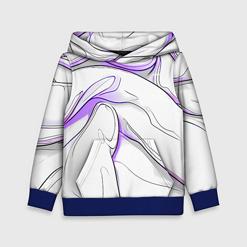 Детская толстовка Черные и фиолетовые линии на белом / 3D-Синий – фото 1