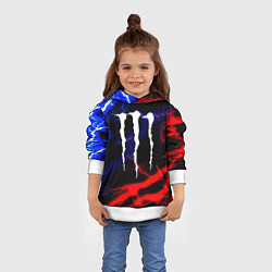 Толстовка-худи детская Monster energy молнии неон, цвет: 3D-белый — фото 2