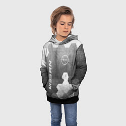 Толстовка-худи детская Nissan - grey gradient вертикально, цвет: 3D-черный — фото 2