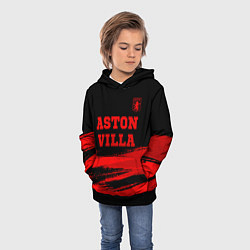 Толстовка-худи детская Aston Villa - red gradient посередине, цвет: 3D-черный — фото 2