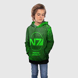 Толстовка-худи детская Mass Effect - green gradient, цвет: 3D-черный — фото 2