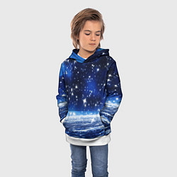 Толстовка-худи детская Космический синий абстрактный фон - текстура, цвет: 3D-белый — фото 2
